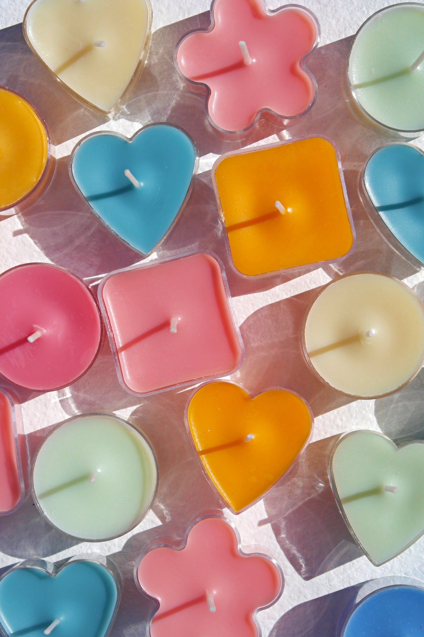 colorful tea lights